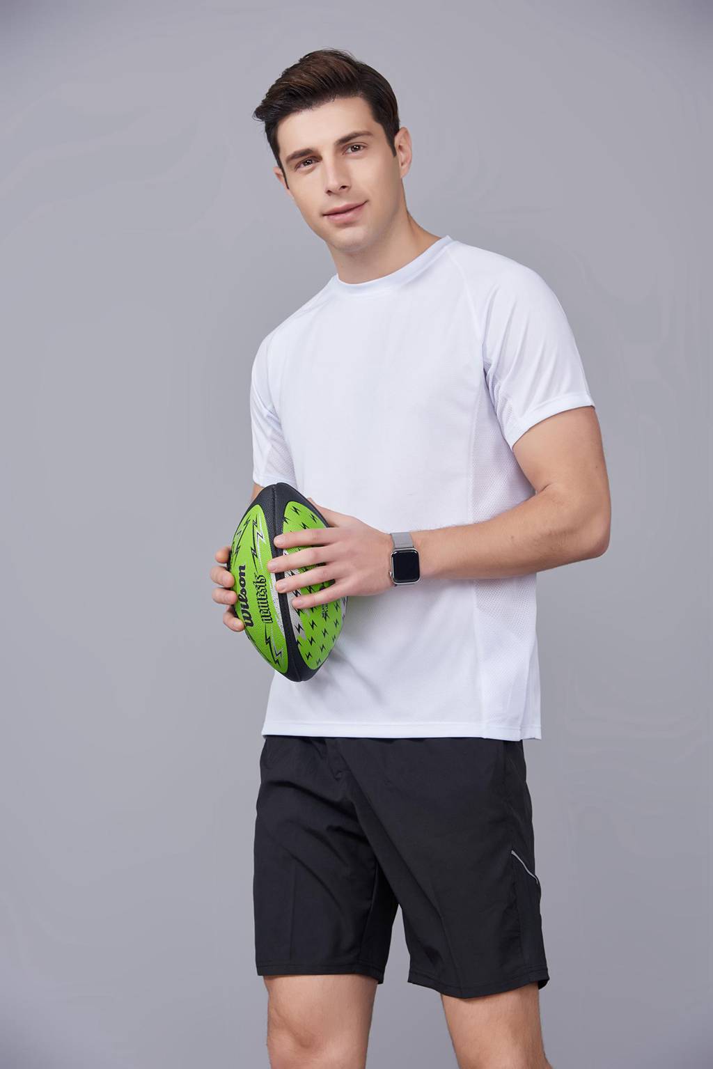 修身運(yùn)動(dòng)短袖 舒適透氣跑步訓(xùn)練速干T恤-白色